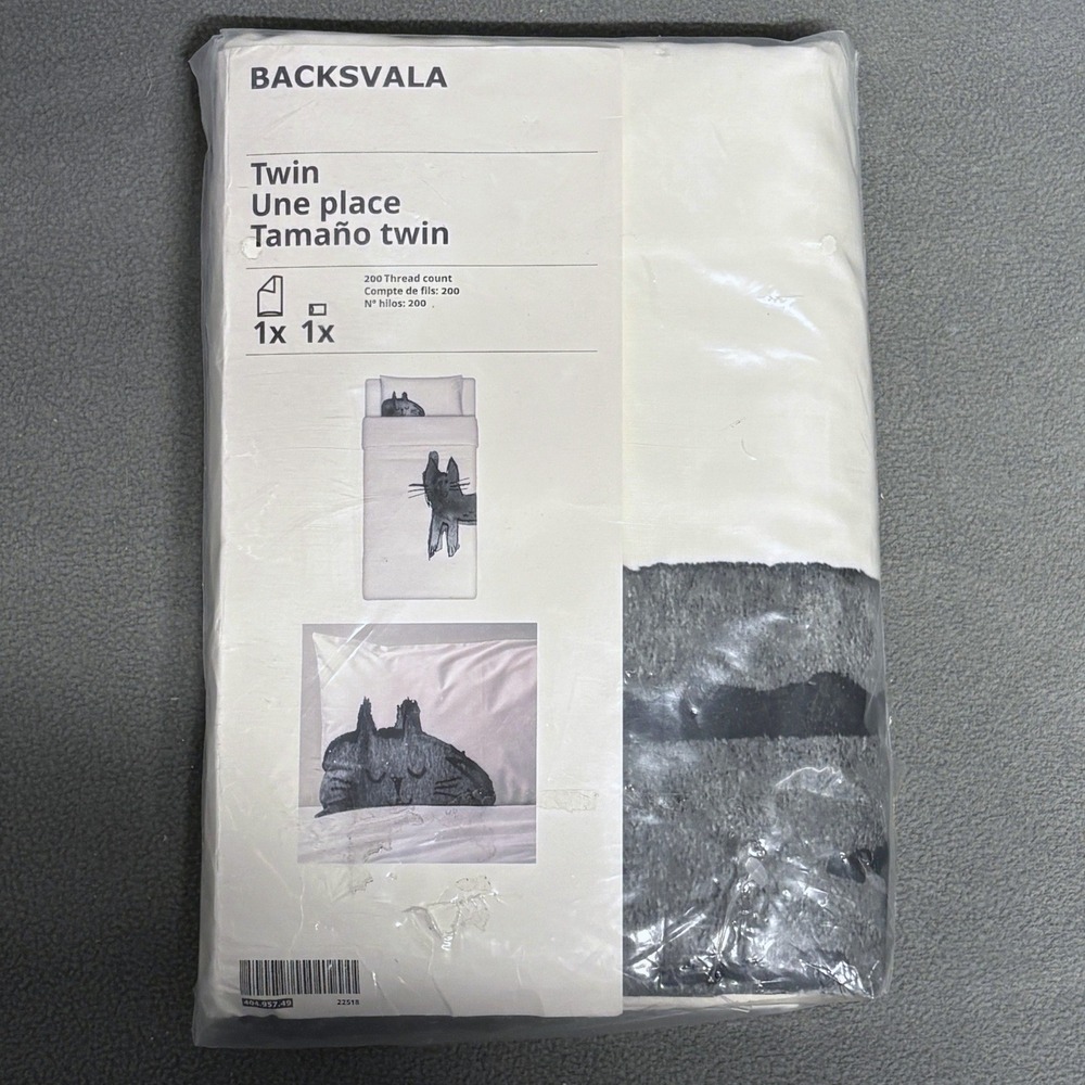 Rare IKEA BACKSVALA Cat Twin Duvet Cover Set 100% Cotton